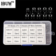 10Values 100PCS Micro Tactile Switch Momentary Tact DIP Switch 2Pin 6x6mm Micro Touch Push Button Sw