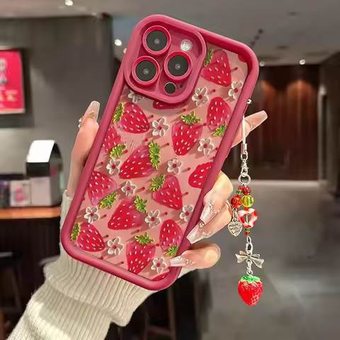 luxury Flower Strawberry Phone Case for Samsung S25 S24 S23 S22 S21 S20 F06 M16 Note 20 FE Plus Ultr