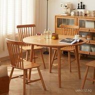 Natural Wood Style Dining Table Solid Wood Household Japanese Style Foldable Small Apartment Combina