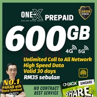 600GB ONEXOX 4G/5G Prepaid High Speed Simcard, Hotspot Simkad for Modem Router, CCTV, Car Android Pl