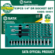 SATA 63Pc. 1/4" Dr. Socket Set 1/4" Metric Deep Socket Socket Bit Set Ratchet Socket Set Tray Set 09