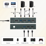 2 Port HDMI USB 3.0 Kvm Switch 2 in 1 Out Ultra HD 4K@60Hz Kvm Switch 2 Computers Share 1 Monitor 1 