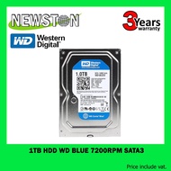 1 TB HDD (ฮาร์ดดิส) 7200RPM , 2TB/5400 RPM WD SATA3 (3ปี)