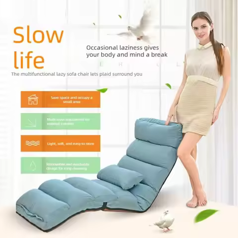 Extended folding lazy lounge chair, tatami lounge chair, adjustable backrest single sofa chair, floo