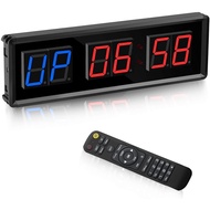 Gym TimerLED Interval Timer Digital Countdown Wall Clock Fitness Timer1.5Inch Digits Down/Up Clock S