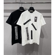 Dsquared2 ICON Mix Cross-Zip Men's and Women's T-Shirt Super Hot. Unisex Loose T-shirt for Street Bo