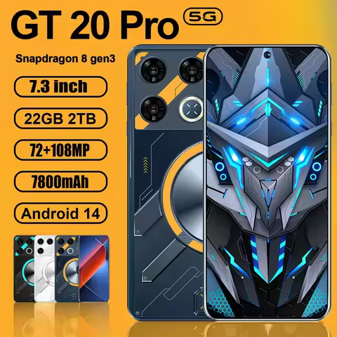 New Smartphone GT20 Pro Global Version Mobile Phone 16GB+1T 7.3'' HD+ Android 14 7800mAh 4G/5G Snapd