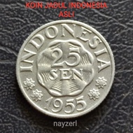 KOIN KUNO INDONESIA 25 SEN 1955 OLD COIN LAMA ASLI