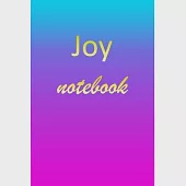 Joy: Blank Notebook - Wide Ruled Lined Paper Notepad - Writing Pad Practice Journal - Custom Personalized First Name Initia