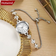 HOTWIND Elegant Ladies Quartz Watch Rhinestone Clover Bracelet Watch Arabic Numeral Dial Fashion Wom