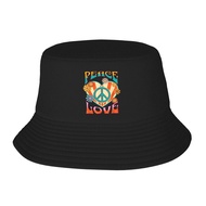 Retro Peace Love Peace Sign 60S 70S Fisherman's Hat Bucket Hat