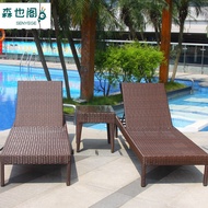 Outdoor Lounge Chair Poolside Rattan Lounge Chair Beach Relaxation Chair Beach Villa Sun Lounger Hot