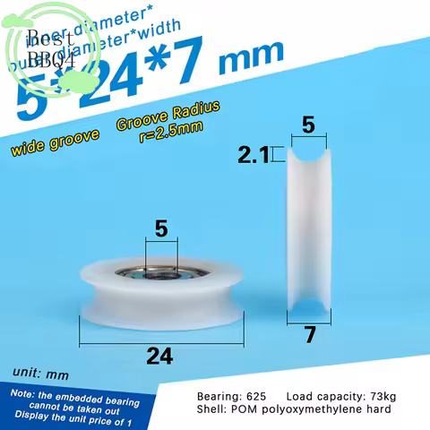 (BBQ4)High Quality U Groove 625 Round Pulley Ball Bearing Wheel Roller For Door Windows Shower Pulle