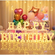 3D LED letter Light Baby Children's Birthday Party Decoration Scene Letter Light Pink Astronaut Happ