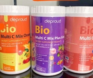 ถังใหญ่    Deproud Bio Multi C Mix ดีพราวด์ วิตามินซีสด ขนาด 500000 mg. มี 3 รส  รสพีช / รสองุ่น  รสส้ม กระปุกละ  500 กรัม