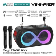 VINNFIER TANGO XT6000 WMU PORTABLE KARAOKE BLUETOOTH SPEAKER 300W / PARTY LIGHTS EFECTS / 2 UHF WIRE