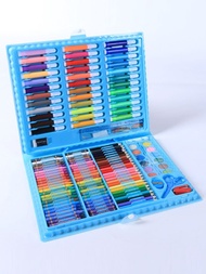 一套，包含150件水彩標記筆組，學生標記筆盒，彩色鉛筆藝術創作組，繪畫用品筆組禮盒，兒童小禮物，深受孩子們的喜愛[部分工具隨機顏色]。