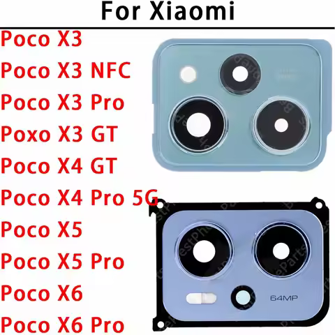 Back Camera Glass For Xiaomi Poco X3 X4 X5 X6 NFC GT Pro 5G Rear Back Camera Glass Lens with Frame