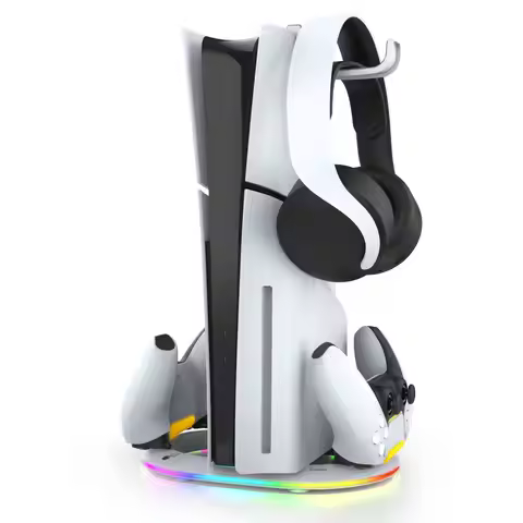 Ipega For PS5 Slim Controller Charging Base RGB Charger Dock With Bracket Playstation5 Slim Host Hea