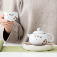 Lucky Cat Teapot Single Ceramic Kung Fu Tea Set Accessories Small Size Single Pot Open Piece Househo