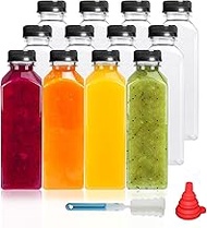 YBCPACK Pack of 12 500 ml Plastic Juice Bottles for Filling, Reusable Empty Smoothie Bottle with Cle