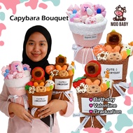 ⭐Moo Baby Doll Bouquet Capybara boquet birthday bunga hadiah birthday buket bunga birthday 卡皮巴拉花束 娃娃