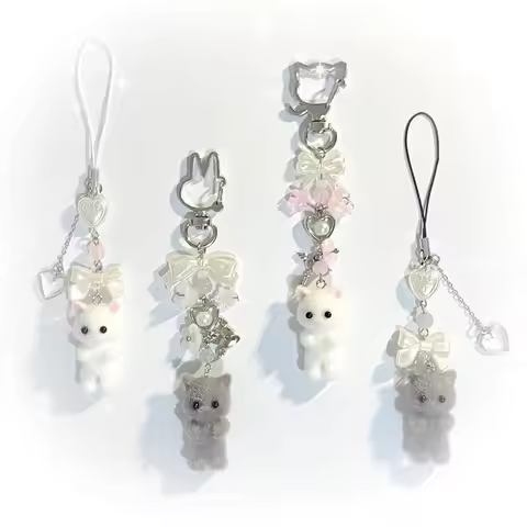 furry kitten keychain handmade y2k women fashion