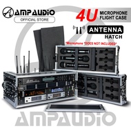 AmpAudio 4U Rack Flight Case for Wireless Mic Receiver PA System DJ Audio Equipment Portable Case
