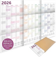 XXL Wall Calendar 2026 A1+ Folded 89 x 63 cm | 14 Months with Holidays & Holidays (Nov 25 - Dec 26 +