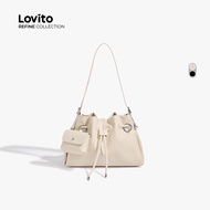 (lovito Carry) Elegant Ruched Small Shoulder Bag for Women LR19E405 (Lovito Carry) Beg Kecil Berceka