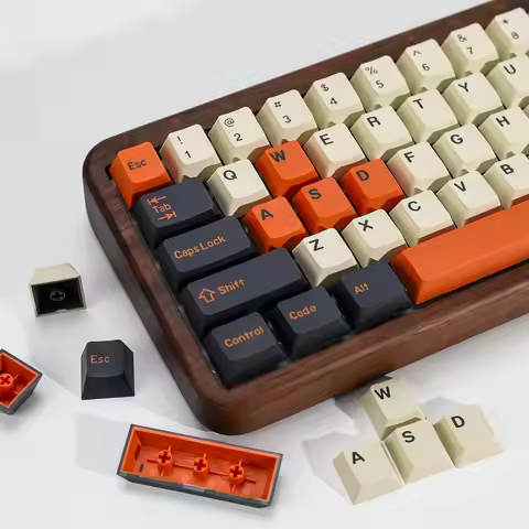 PBT Double Shot Orange Keycap Set,174 Keys Retro Custom Key Cap Keycaps 60 Percent Cherry Profile Ke