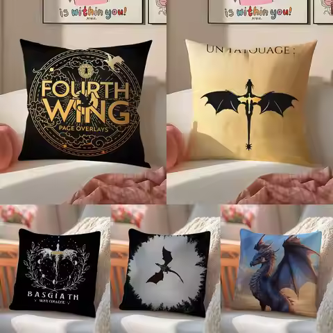F-Fourth Wing Dragon Cool dragon wings flying illustration Pillow Case Comfort Sofa Bed Silky elegan
