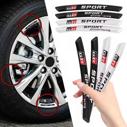 4Pcs Auto Wheel Hub Badge Tire Rim 3D Stickers for Toyota GR GAZOO RACING Toyota Yaris Hilux Corolla