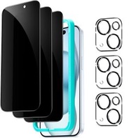 ALOK - 15LFBS (3片裝) Apple iPhone 15 Plus 6.7吋 保護貼防偷窺全屏 + 3個後鏡頭保護蓋Glass 9H鋼化玻璃手機手提電話螢幕保護貼