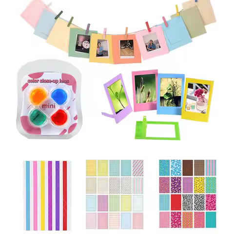 4 Colors Filter + Stickers + Photo Frame For Fujifilm Instax Mini 11 Instant Camera & Photo Paper Fi