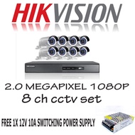 Hikvision 8ch FULL HD 1080 TVI DVR+8 unit 1080 IR 2.0 MP