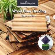 Easyhome.sg 30x30cm Wood Floor Decking Interlocking Deck Floor Tiles Garden Balcony Decoration