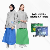 Jas Hujan Spartan Femina 1 Set Atasan Rok Polos Lengan Panjang - JR101