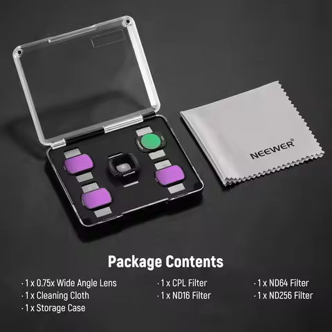 NEEWER ND Filter Set with 0.75x Wide Angle Lens 108° FOV,ND16+ND64+ND256+CPL Filter For DJI Osmo Poc