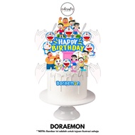 DORAEMON Premium Paper Cake Topper Set (8–15pcs) | Hiasan Kek & Cupcake – Semi Gloss Cardstock | Bak