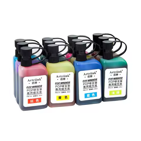 12Color POP Markers Refill Ink,25cc Permanent Marker Ink,Quick-Drying Waterproof And Non-Fading,Non-