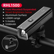 【มาถึงใน 3 วัน】ROCKBROS Bike Headlight 1500Lumen Smart Sensing MTB Road Bike Front Light 5 Modes 500