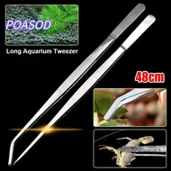 MAYSHOW 1Pcs Water Grass Clip, Long Tong 48cm Aquarium Tweezer,  Stainless Steel Fish Tank Cleaning 