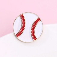 1pc Girls Baseball Zinc Alloy Red & White Oil Drip Cute Button Badge With Brooch Pin Suitable For Da