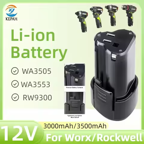 High Capacity 12V Lithium Battery 3000/3500mAh for WORX Cordless Tools WA3506 for WU127/WU128/WU130/