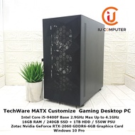 TECWARE MATX CUSTOMIZE INTEL CORE I5-9400F 16GB RAM 240GB SSD 1TB HDD ZOTAC RTX2060 USED DESKTOP REF