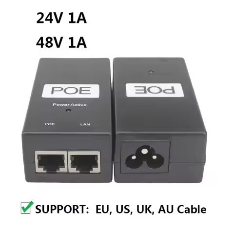 POE 24V 48V 1A 24 Volt POE Injector Active Adapter 24V 1A Switch POE Power Supply UK AU EU Powerline