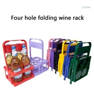 【CH】 4 Bottle Beer Holder Foldable Handle Design Stand Rack For Outdoor Entertainment