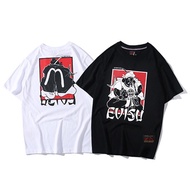 High Quality New EVISU T-shirts Black White O-Neck Casual Couple letter Image Digital Direct Printin