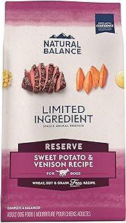 Natural Balance L.I.D. Limited Ingredient Diets Dry Dog Food, Venison &amp; Sweet Potato Formula, 12 Pounds, Grain Free